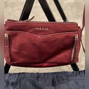 NEW Cole Haan wine leather shoulder bag